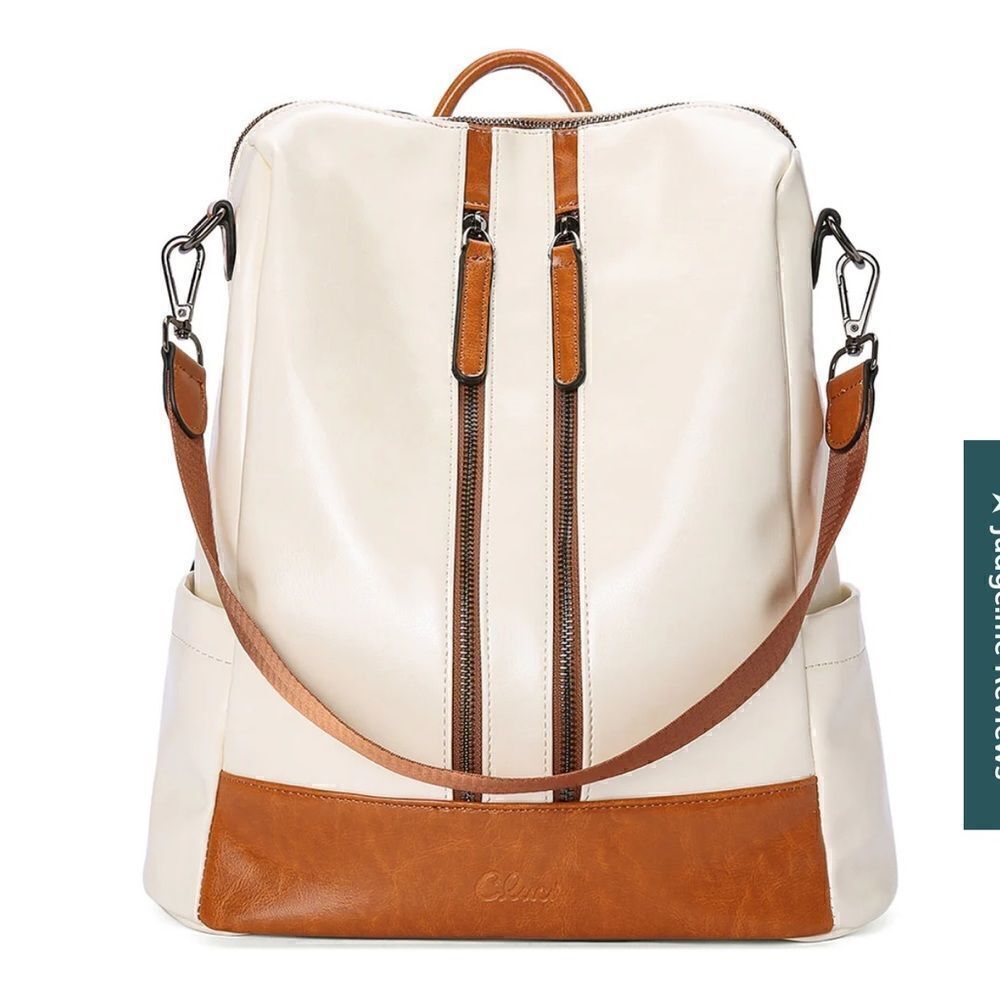 Cluci Greene Vegan Soft Leather Backpack Leather Purse For Work And Study